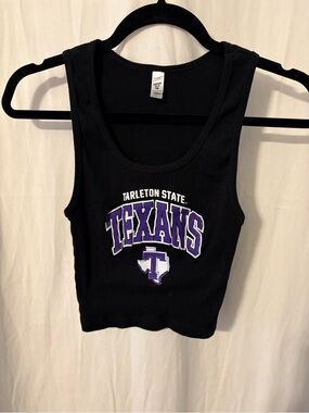 Los Angeles Apparel Black Cropped Tank with Purple Texans Logo